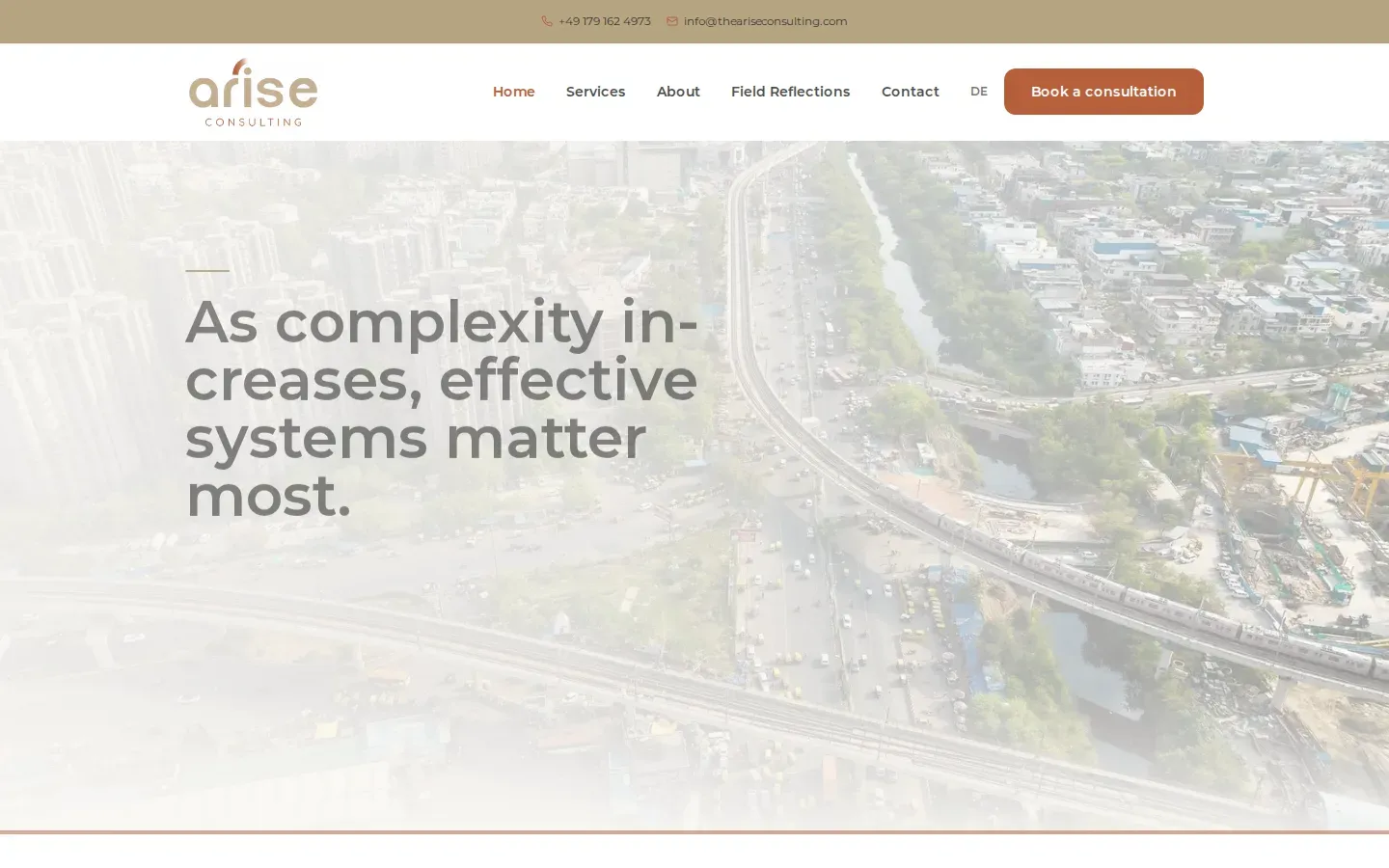 Arise Consulting: Website-Screenshot