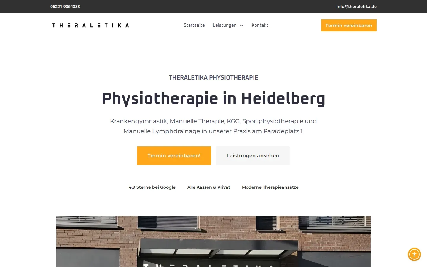 Theraletika: Website-Screenshot